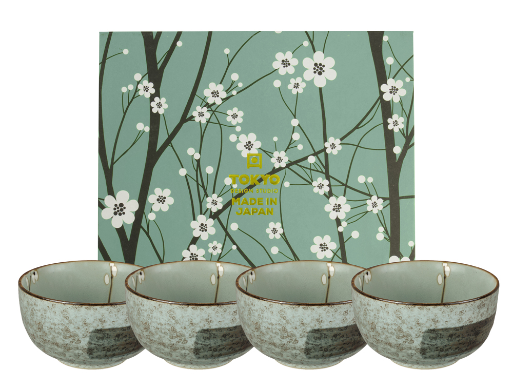 Green Soshun Bowl Giftset 4pcs 13x7cm 550ml