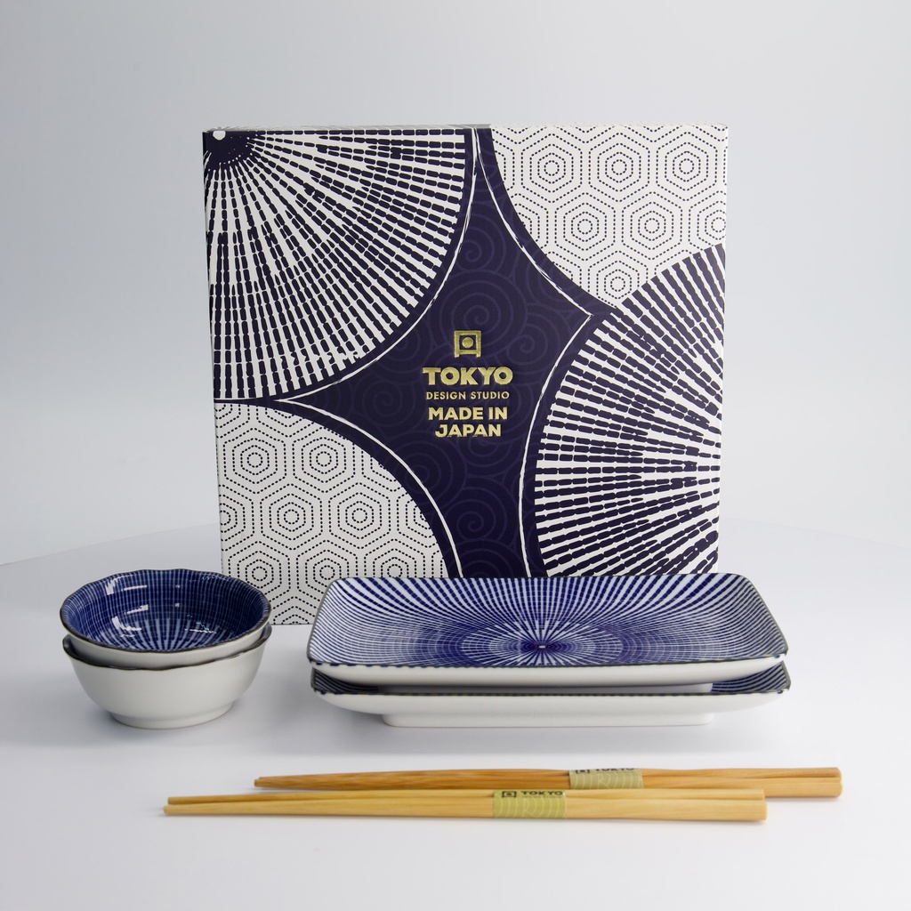 Kotobuki Sushi Giftset 6pcs Tokusa 20.5x13.2x2.2cm & 9.3x3.2cm(120ml) 8B 22045