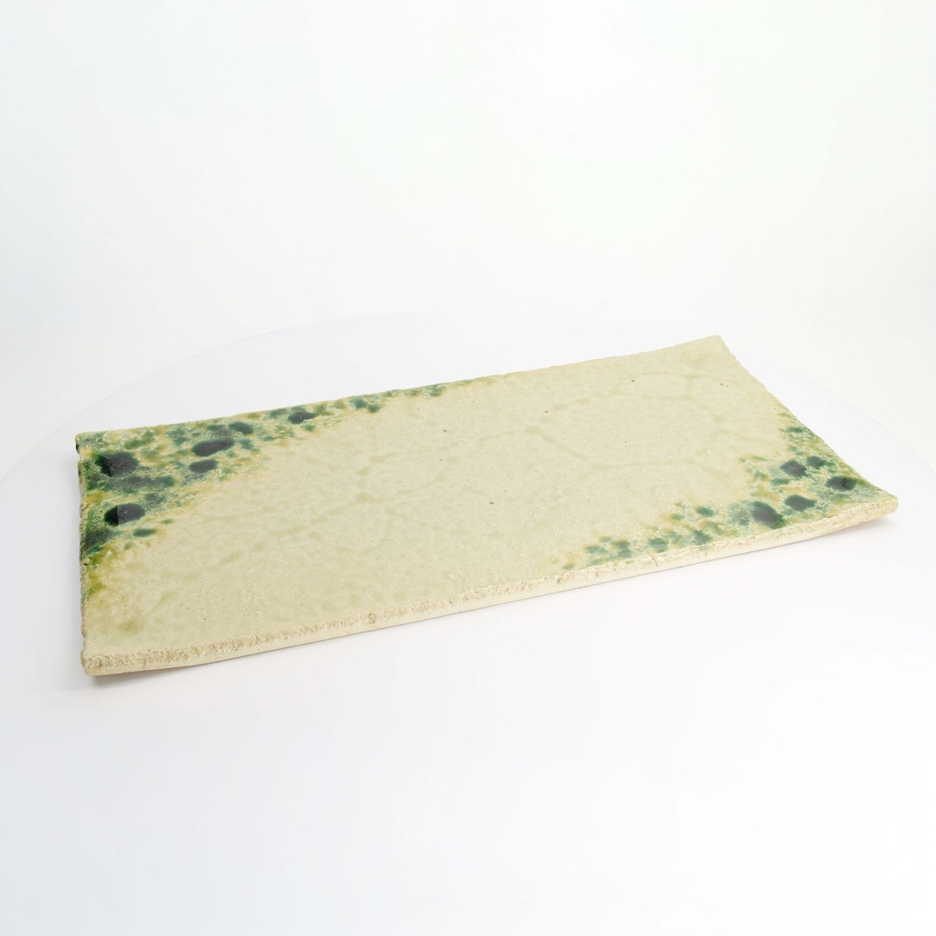Mino Craft Rectangular Plate 55x28x2.5cm Beige/Green 1/12