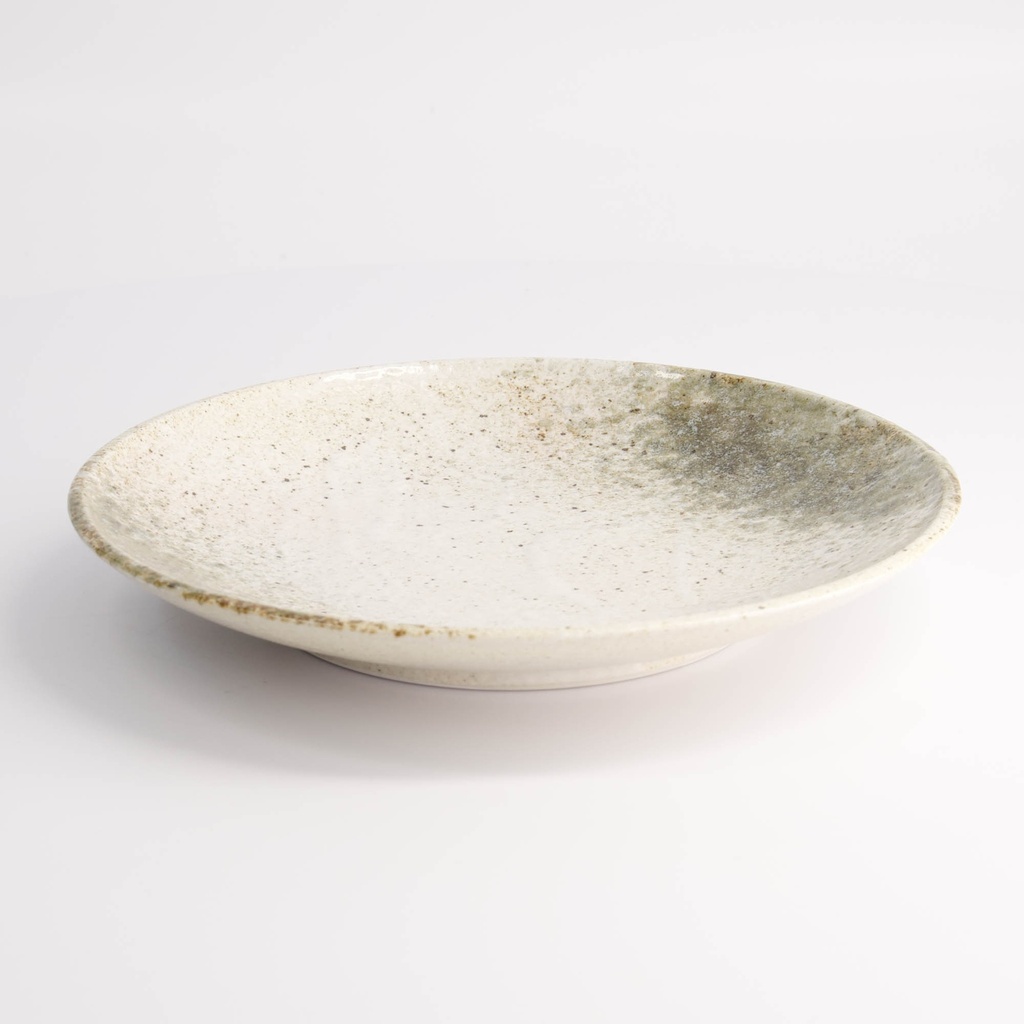 Yukishino Round Plate 22.7x3.1cm Br/Wh 21412 6/36