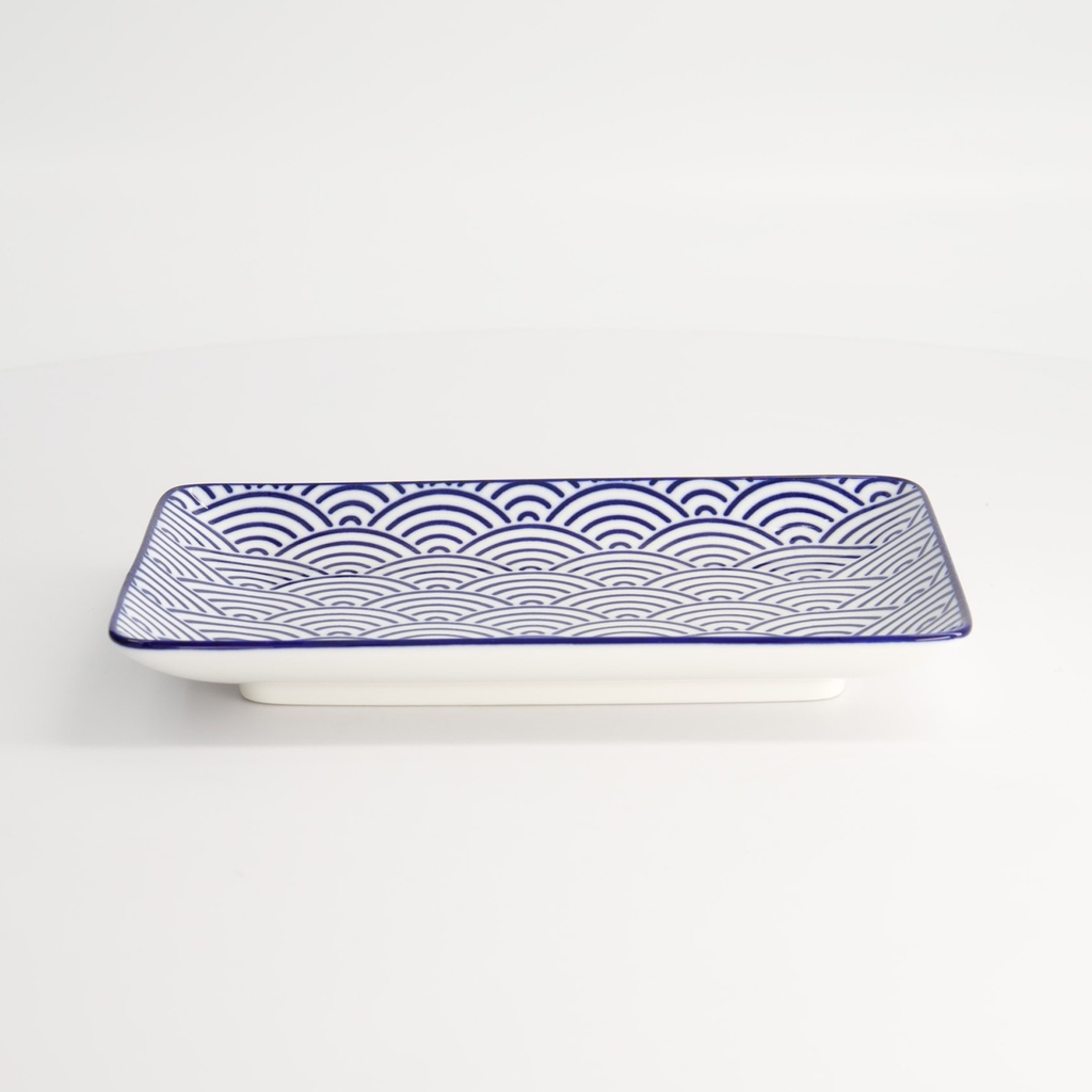 Nippon Blue Plate Rect 21x13.5cm Wave B 15607 6/48