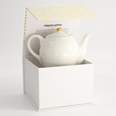 Nippon White Gold Rim Round Teapot Giftset 19x12.5cm 600ml Lines 1/12