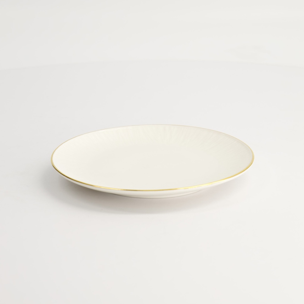 Nippon White Gold Rim Coupe Plate 16.5cm Lines 6/48