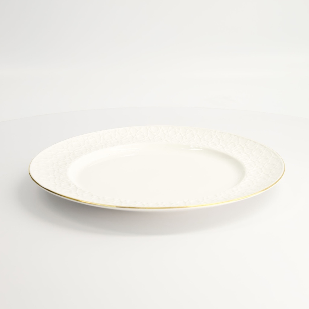 Nippon White Gold Rim Plate 27cm Stripe 3/24