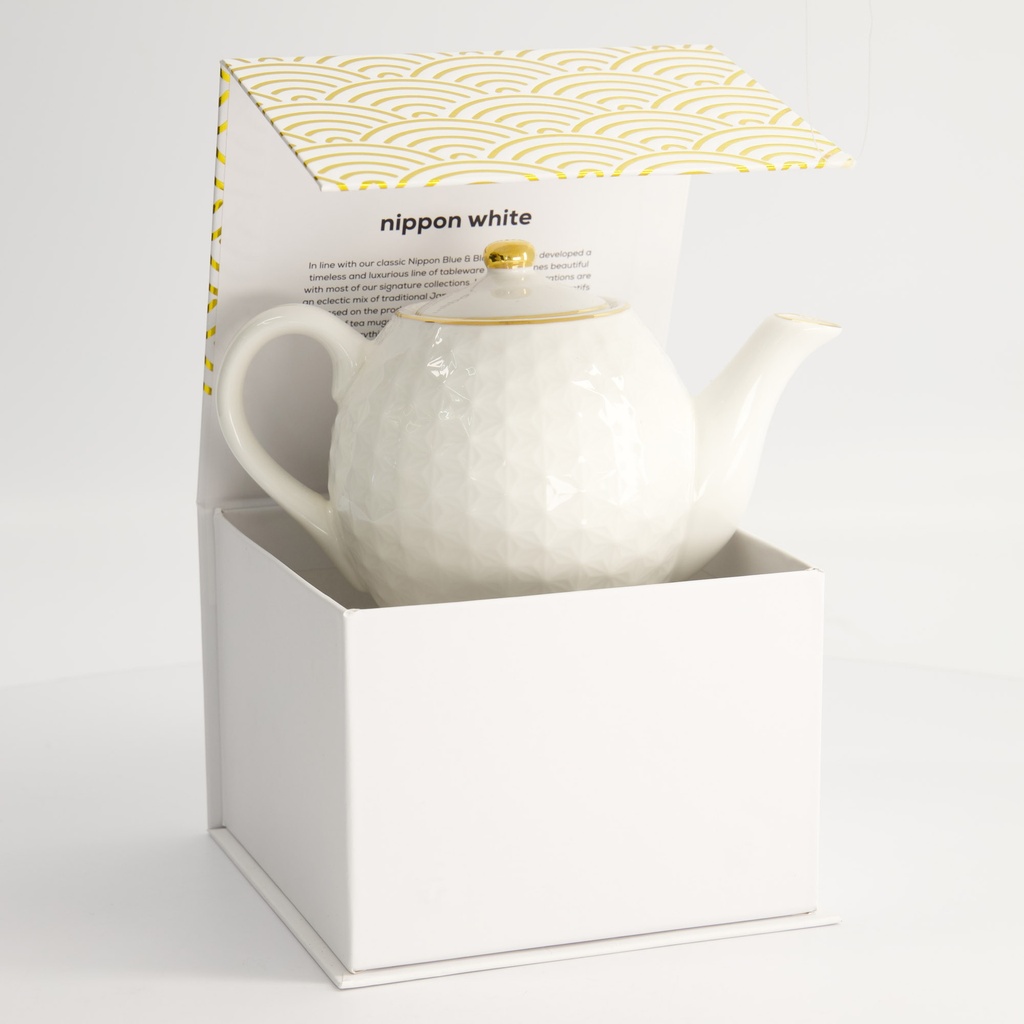 Nippon White Gold Rim Round Teapot Giftset 16.5x11cm 400ml Star 20231 1/24