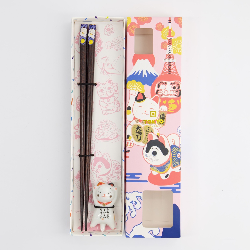 Chopstick Giftset Chopstick and Rest Lucky Cat D 18877 10/200
