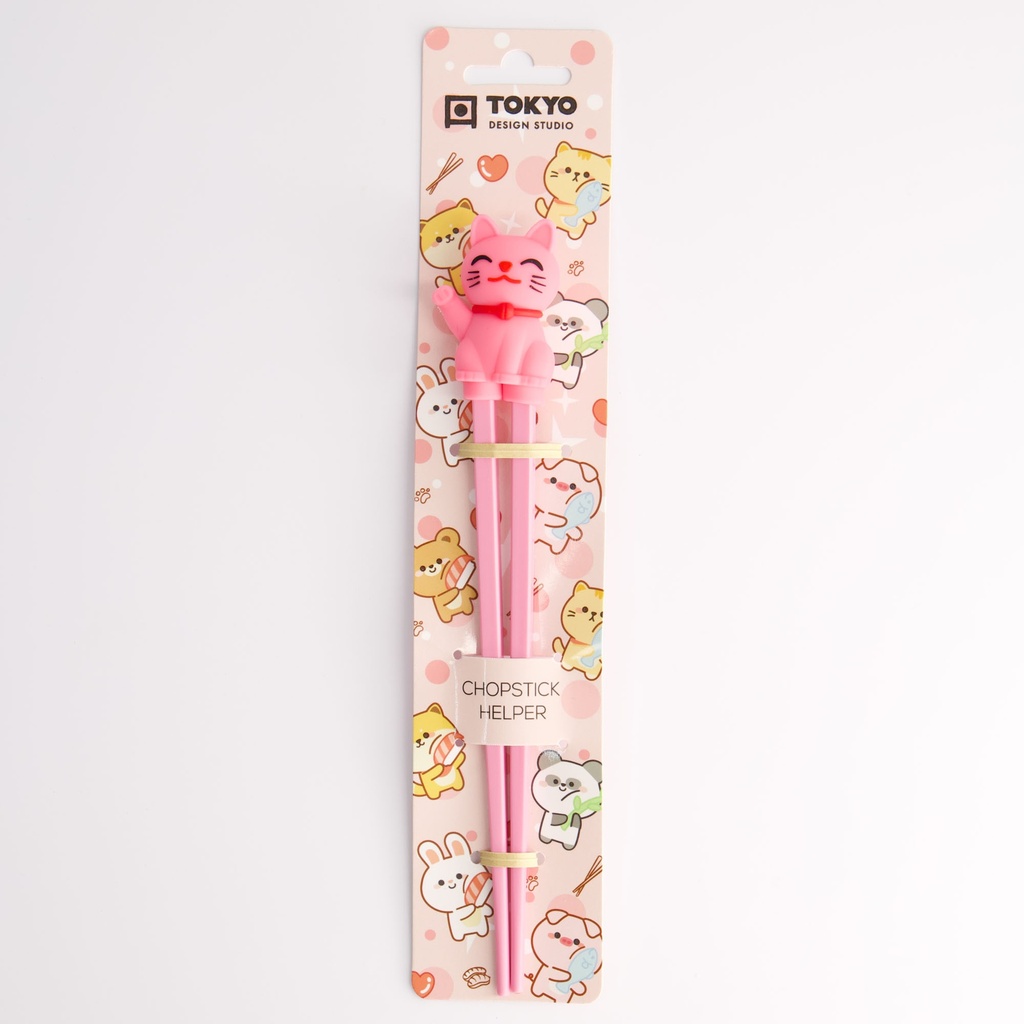 Children Chopsticks Lucky Cat Pink 22cm 20727 6/240