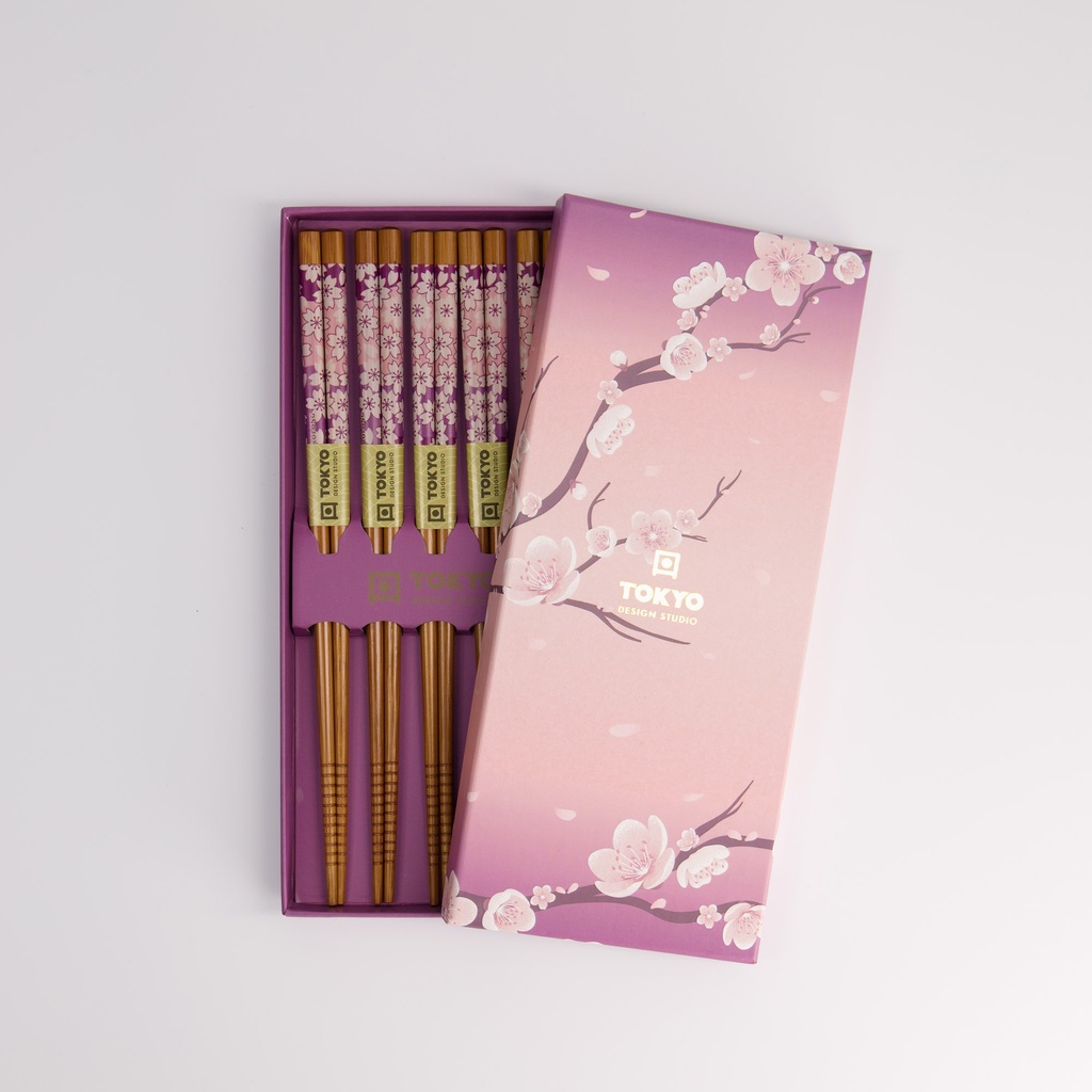 Chopstick Giftset/5 Purple Sakura 291A 21290 1/100