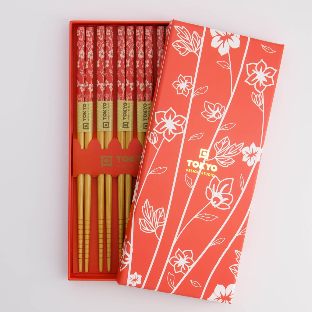 Chopstick Giftset/5 Red Flower 292A 21291 1/100