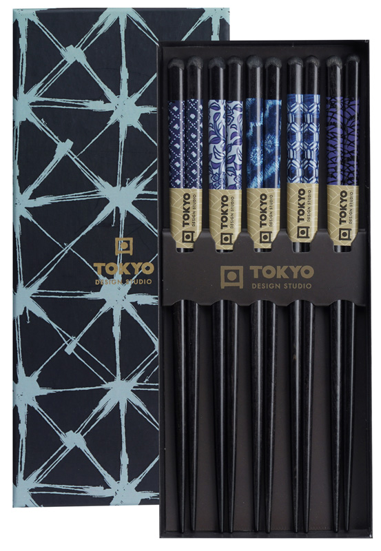 Chopstick Giftset/5 Blue Mixed Designs B-9091X 1/100