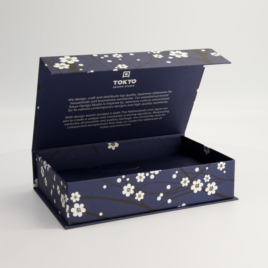 Paper Giftbox 11A 25x16.5x6cm Sakura Blue Sushi Set for: 3pcs  #21344 #21348 & Chopsticks