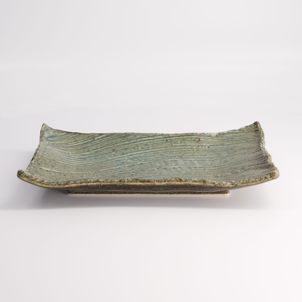 Mino Craft Rectangular Plate Wabi Uguisu 26x17.5x3.5cm FK-SW2302 6/36