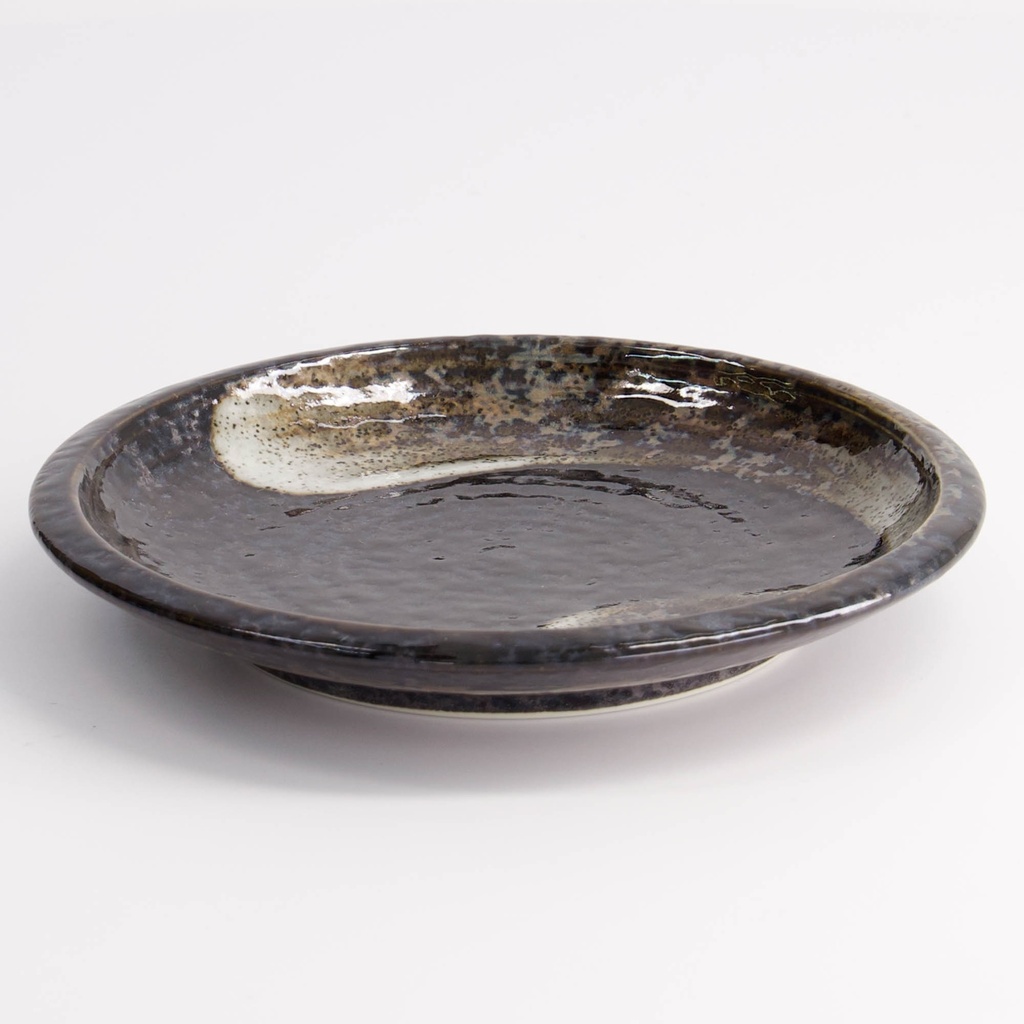Arahake Round Plate 14x2.2cm Bk/Br 21615 6/72