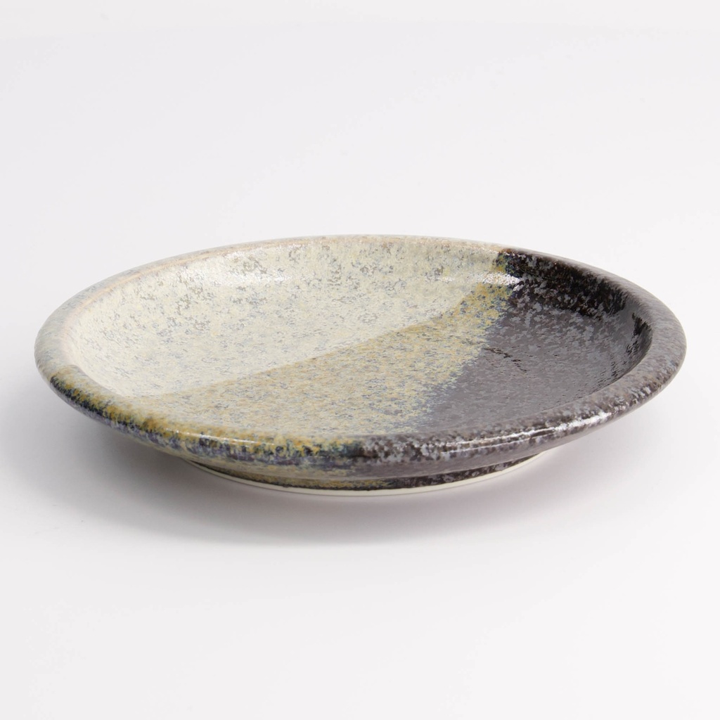 Oboro Yamakage Round Plate 14x2.2cm Bk/Br/Wh 21618 6/72