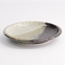 Oboro Yamakage Round Plate 14x2.2cm Bk/Br/Wh 21618 6/72