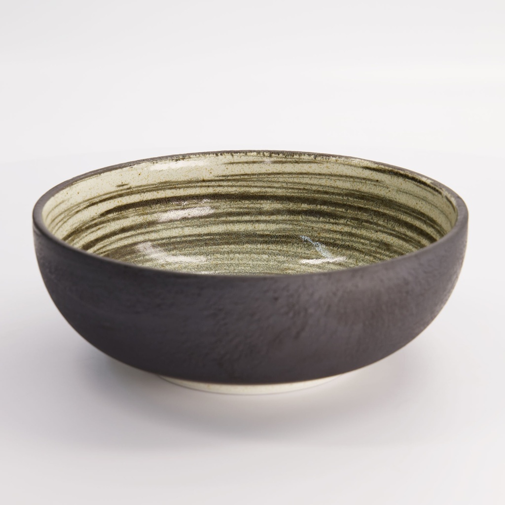 Asashio Tayo Bowl 19.7x7cm 1200ml Bk/Wh 21636 3/24