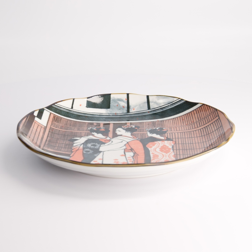 Asakusa Round Plate 25x3cm Geisha 21788 4/24