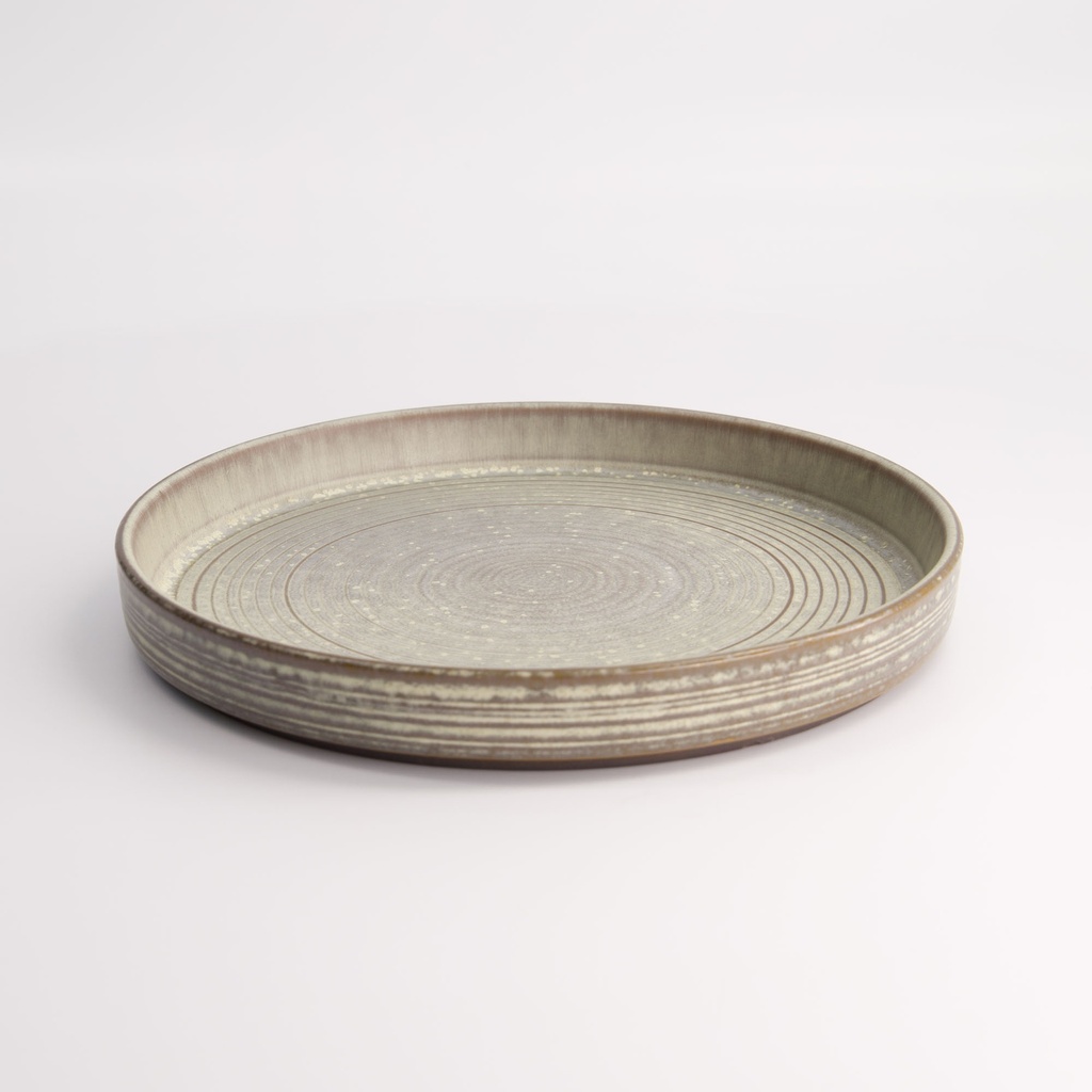 Round Plate Grey with Rim 23x3cmh E764-P-10196