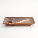 Mino Craft Divided Plate 21x13x2.5cm Brown/White 6/48