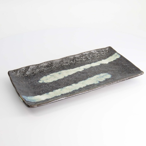 [2429] Mino Craft Rectangular Plate 31x17cm Black  4/24