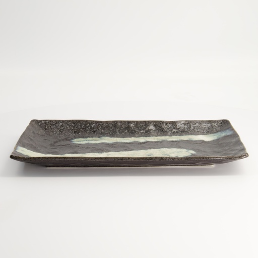 [2429] Mino Craft Rectangular Plate 31x17cm Black  4/24