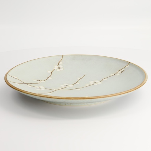 [7401] Green Soshun Plate 26x3.4cm Q210/BP 4/24