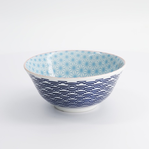 [8781] Star/Wave Tayo Bowl 15.2x6.7cm 500ml Light Blue/Dark Blue