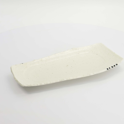 [7852] Mino Craft Rectangular Plate 32.4x16cm White 3/24