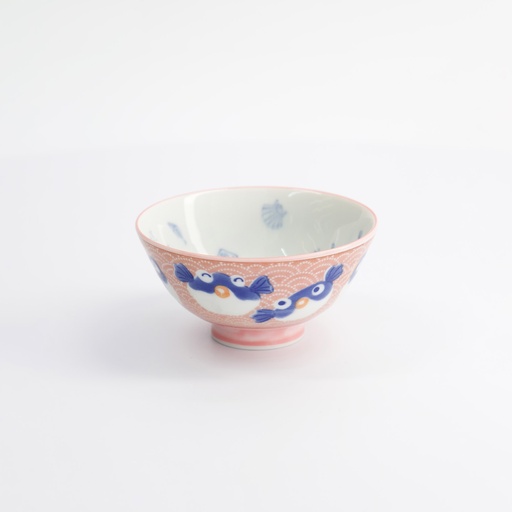 [14971] Kawaii Rice Bowls 11.3x5.8cm 300ml Blowfish Pink HR40/7 5/80