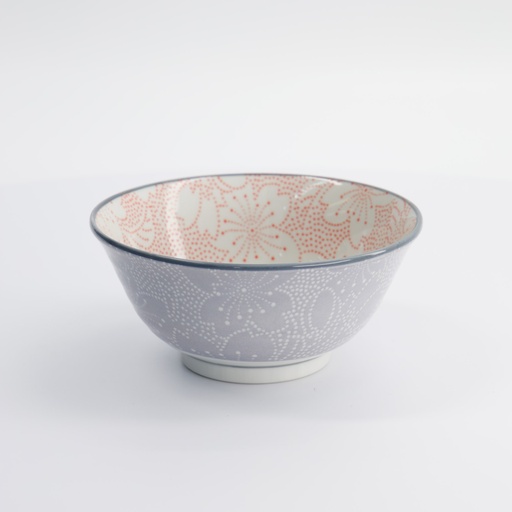 [15465] Mixed Bowls Dot Sakura 14.8x6.8cm 500ml Red/Grey HB-7101/C 6/48