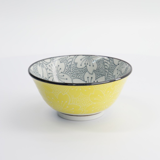 [15466] Mixed Bowls Dot Sakura 14.8x6.8cm 500ml Black/Yellow HB-7101/D 6/48
