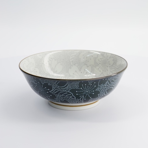 [15468] Mixed Bowls Ramen Sakura 19.7x7cm 1000ml Grey/Black HB-7102/B 4/32