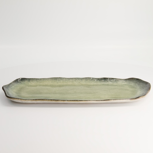 [14295] Yamasaku Organic Glassy Green Plate 36x16.7x2.1cm YW-5544 3/24