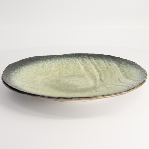 [14296] Yamasaku Organic Glassy Green Plate 28x3.5cm YW-5545 3/18