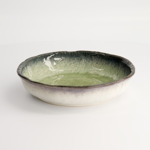 [14300] Yamasaku Organic Glassy Green Dish 18.8x4.2cm YW-5549 4/32