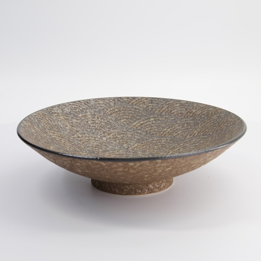 [14445] Minoyaki Bronze Matte Wave Shallow Bowl 28x7.7cm 1800ml MS-5861/A 2/16