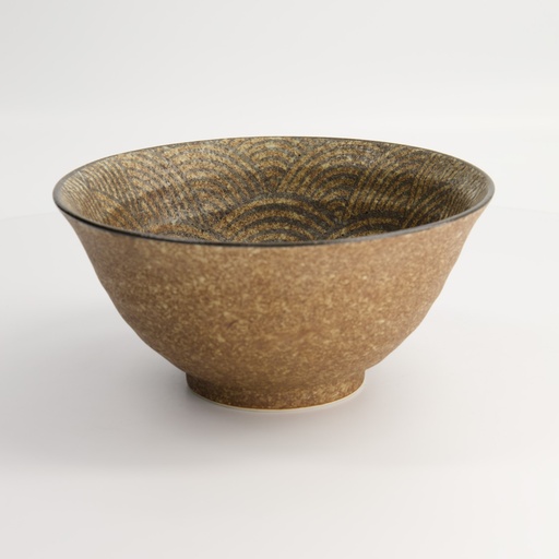 [14453] Minoyaki Bronze Matte Wave Ramen Bowl 19.8x9.6cm 1400ml MS-5865/A 4/24