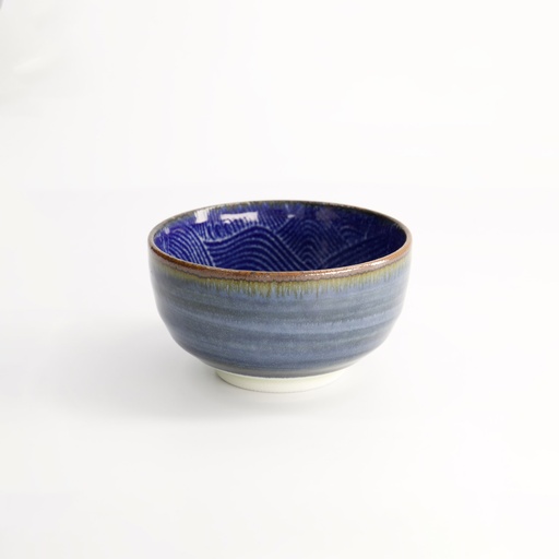 [14152] Seigaiha Blue Tayo Bowl 12.8x6.8cm 500ml FK-4040/B 4/48