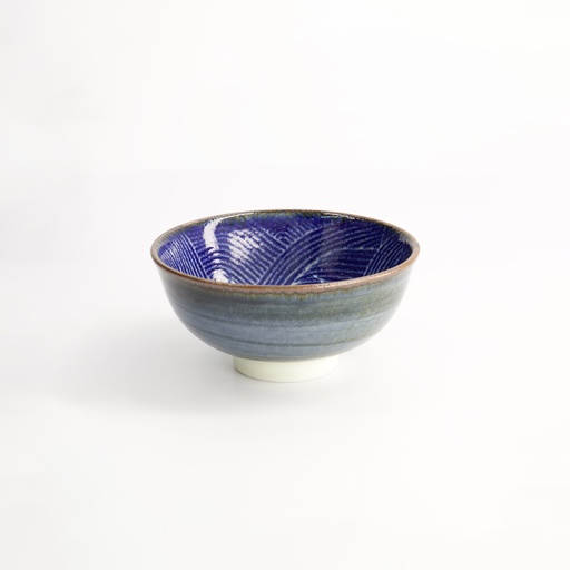 [14154] Seigaiha Blue Bowl 11.7x5.5cm 300ml FK-4041/B 12/96