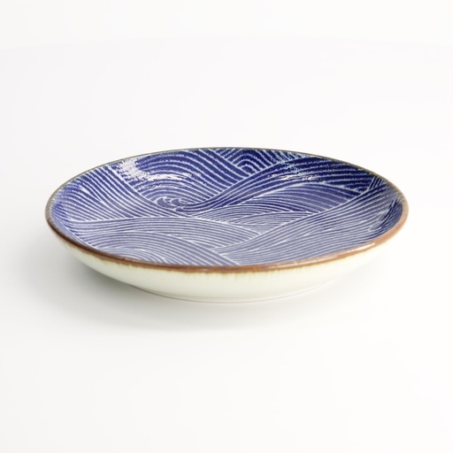 [14156] Seigaiha Blue Plate 15.8x2.5cm FK-4042/B 12/96