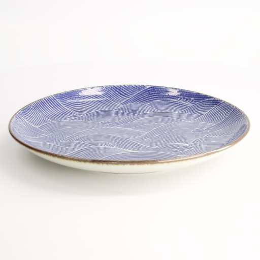 [14158] Seigaiha Blue Plate 25x3cm FK-4043/B 4/24