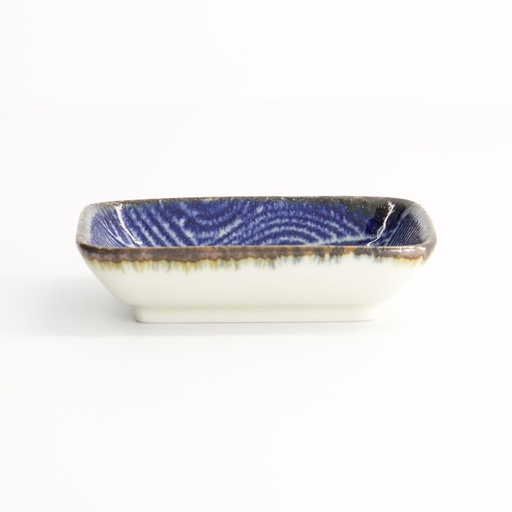 [14160] Seigaiha Blue Plate Choku 9.5x7cm FK-4045/B 12/144