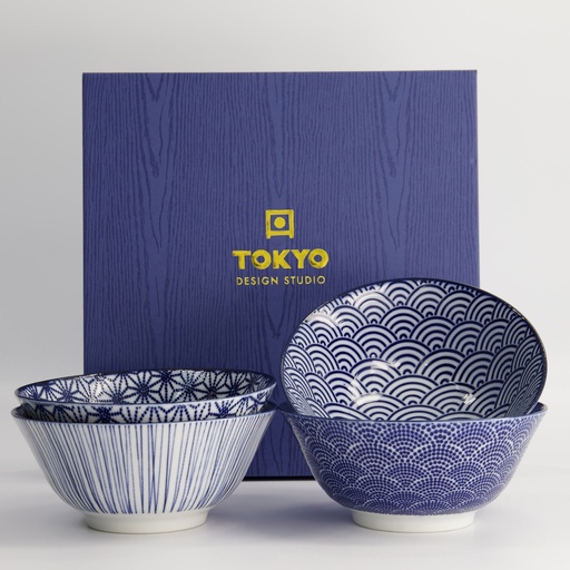 [16039] Nippon Blue Tayo Bowl Giftset 4pcs 15.2x6.7cm 500ml TN-08/ABDF 1/6