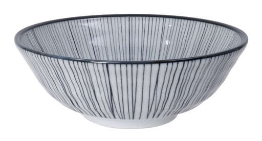 [16053] Nippon Black Ramen Bowl 21x7.8cm 1000ml Lines TN-4913/G 3/36