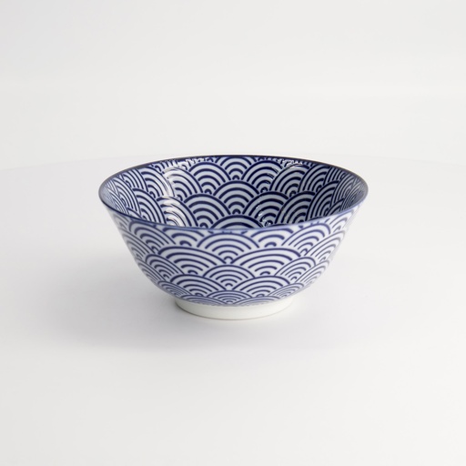[16006] Nippon Blue Tayo Bowl 15.2x6.7cm 500ml Wave TN-02/A 6/48