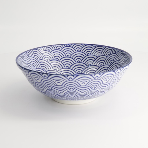 [16012] Nippon Blue Ramen Bowl 21x7.8cm 1000ml Wave TN-03/A 4/32