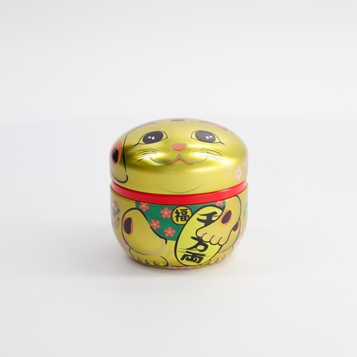 [16185] Tea Container S.S. 8.6x8.4cm 100gr Lucky Cat Gold 18SC1G 1/100