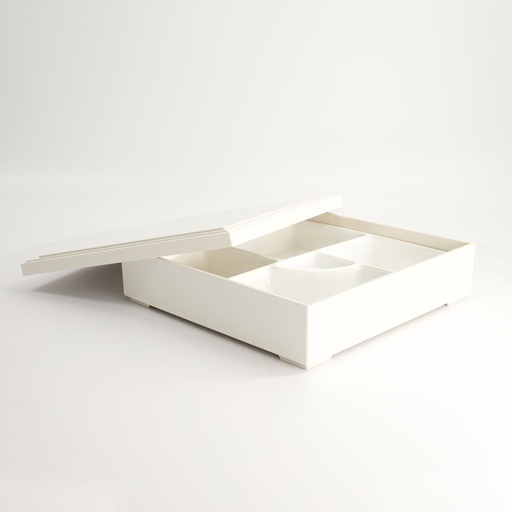 [16203] Lacquerware Bento Box 25.5x25.5cm White  WZ95/WH 1/20