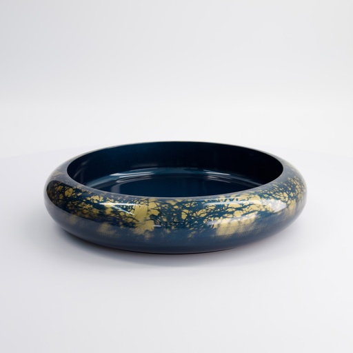 [18315] Sushi Oke Outer 33.8x6.8cm Inner 28.4x4.7cm No.10 1-474-13 Blue/Gold Marble 1/20