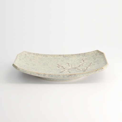 [16616] Grey Soshun Oblong Plate 22x14.5x2.3cm YT-9982 6/36